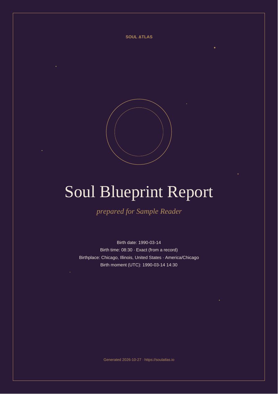 Soul Blueprint Report sample page: Cover
